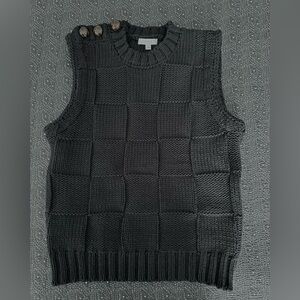 All:Row Women’s slightly oversized long women’s knit sweater vest, navy, S